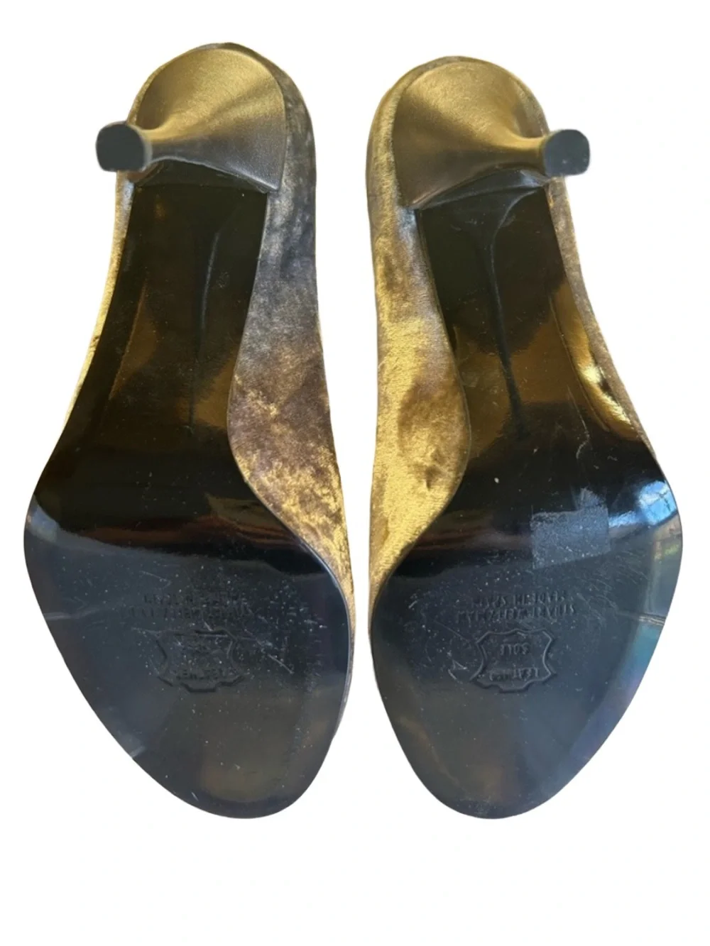 Stuart Weitzman Gray Velvet Crystal Buckle Pointed Toe Pumps Heels